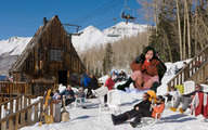 collage upskirt clothed asian mini_giantess legs snow onlookers ski_lodge