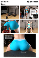 comic butt clothed butt_crush sitting shorts unaware shrunken_man dialogue sports_bra gym digital_render uberloof