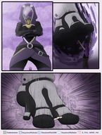 drawing giantess feet alien comic color toes low_angle foot_crush looming mask commission panels perspective hood mass_effect quarian royalwaffle veryclassydemon tali
