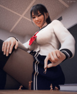 giantess size_difference stockings asian uniform japanese shrunken_people cruel impending_doom digital_render