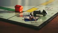 collage clothed sitting shrunken_woman game home jail monopoly