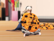 unknown_artist sitting shrunken_woman eating home indoors source_needed cookie fire_emblem digital_render corrin