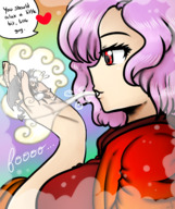 drawing tail wings color touhou pink_hair wind majoumegami sannyo_komakusa