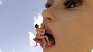 giantess nude black_hair sex couple on_tongue digital_render dr-none