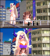 bikini breasts giantess city mega comic swimsuit giantesses digital_render seven_deadly_sins my_hero_academia mt._lady diane the_seven_deadly_sins crazyredhair