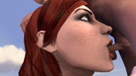 giantess penis green_eyes red_hair blowjob mass_effect femshep