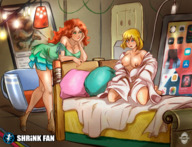 nipples blonde cleavage minigirl shrunken_woman freckles orange_hair mistereye bare_thighs shrink-fan-comics borrower miniature_room