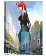 city long_hair clothed buildings domination street red_hair looking_down braid gintess