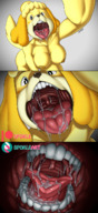 giantess micro vore furry macro anthro dog mouth saliva sequence mawshot point_of_view isabelle animal_crossing spokle