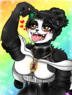 breasts drawing giantess anthro color handheld panda cage trapped necklace imminent_vore majoumegami