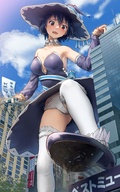 giantess panties city upskirt destruction low_angle dress foot_crush hat thigh_highs nisekoi tsugumi_seishirou corpsmanwelt magical_patissier_kosaki_chan