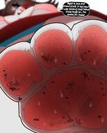 drawing furry blushing upskirt black_hair color blue_eyes tiny sweat low_angle paws teasing dirty cat_girl june point_of_view smothering striped_panties mspaintgts paw_crush