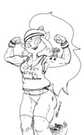 drawing giantess monochrome flexing adventure_time strong finn canyon on_shoulder kloete5 cartoon_network