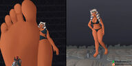 breasts drawing giantess panties horns city mega alien color large_breasts blue_eyes toes barefoot cleavage bra buildings foot_crush star_wars tattoo hands_on_hips red_skin looking_at_tiny sith orange_skin bare_legs togruta bare_midriff ahsoka_tano svenyatta jedi ahsoka zabrak darth_maul mandalore Mega lekku
