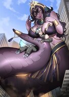 giantess city destruction monster women snake_girl between_breasts kkasi00 vtuber vexoria vexoria_the_sun_eater aphophis