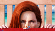 giantess beach ocean red_hair shrunken_woman beach_chair digital_render sael