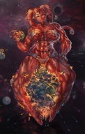 breasts drawing giantess panties earth giga horns alien space color large_breasts destruction planet barefoot cleavage bra huge_breasts yellow_eyes yilx moon spaceship muscles star_wars explosion hand_crush tentacles thighs tattoo thigh_crush looking_at_viewer planet_destruction hands_on_hips red_skin pointed_ears cosmic_giantess sith bare_legs sitting_on_planet talon bare_midriff darth_talon terra twilek Destruction lekku