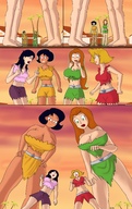 breasts drawing growth giantess mega comic color toes cleavage mandy women standing clover totally_spies belt ripped_clothing alex sam giantwaifus