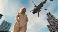 breasts giantess city mega blonde long_hair helicopter domination looking_down point_of_view digital_render manciure