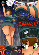 giantess crush feet toes green_eyes brunette sandals statue_of_liberty linda ghostbusters