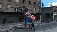 large_breasts destruction clothed mini_giantess standing alley captain_america digital_render marvel_comics captain_carter