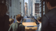 breasts giantess nude city mega blonde traffic bus walking vehicles frowning traffic_jam digital_render lfcfan kate