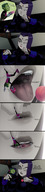 breasts drawing giantess color large_breasts mouth handheld playful saliva green_eyes purple_hair purple_eyes raven teen_titans gloves green_hair kissing beast_boy shrunken_man teasing dangle lollipop mouth_play chocolate costume belt leotard dialogue green_skin pinched looking_at_tiny dc_comics on_breasts grey_skin cutaway ravenravenraven