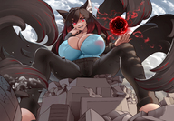 giantess city destruction clothed huge_breasts sitting kitsune cruel pants fox_girl gareit0 dark_magic