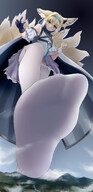 tail city mega destruction low_angle socks arknights trident_(artist) suzuran