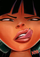 drawing giantess vore black_hair color tongue brown_eyes nose dark_skin earrings native imminent_vore on_tongue chel dreamworks tulio the_road_to_el_dorado kisparlius
