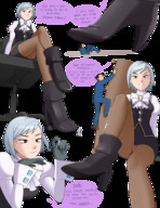 giantess feet comic high_heels climbing boots shrunken_man cruel background ace_attorney phoenix_wright franziska_von_karma punishedmosquito vengeful