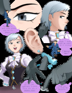 comic gloves teasing cruel ear earrings ace_attorney phoenix_wright franziska_von_karma punishedmosquito