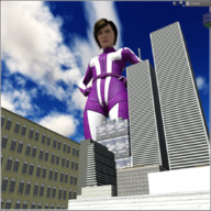 breasts giantess city mega black_hair color large_breasts clothed buildings gloves asian short_hair outdoors sky costume catsuit new_york_city belt jumpsuit hands_on_hips zipper digital_render spider-man marvel_comics yuri_watanabe giant_women_squad giant_woman_squad anttiergod earth_2620