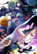 breasts drawing growth gentle giantess earth giga space black_hair color large_breasts long_hair destruction planet handheld cleavage high_heels huge_breasts brown_eyes smiling gloves sun boots fishnets looking_down cruel hand_crush lipstick thighs costume lois_lane cape earrings belt planet_destruction leotard bracelet hands_on_hips power_girl thick_thighs spikes dc_comics cosmic_giantess angelgts cleavage_window bare_legs misterbigred fusion bare_thighs terra alternative_universe