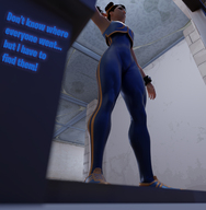 low_angle street_fighter unaware chun-li point_of_view digital_render syntheticsinner