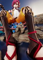 giant male toes green_eyes red_hair sitting sandals digital_render genshin_impact genshin freezybruhh heizou