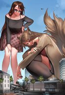 giantess city destruction skirt helicopter giantesses vehicles palm_tree kkasi00
