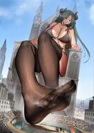 giantess feet horns bra stockings stadium smelly_feet throne at_feet kkasi00