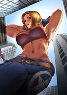 giantess city sweat navel point_of_view steam fatal_fury bare_midriff kkasi00 blue_mary
