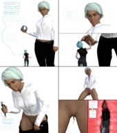 giantess insertion pussy comic tiny shrunken lesbians fetish women dialogue internal_view digital_render hair blue human akadamy