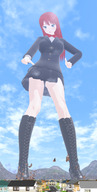 giga destruction blue_eyes red_hair boots town clouds digital_render vice_director shrink_high kommd