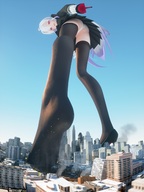 giantess white_hair feet giga city upskirt destruction high_heels red_eyes foot_crush digital_render 2b1196576589