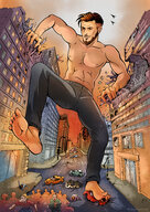 drawing crush feet destruction giant male buildings topless vehicles reina canalla