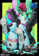 butt_crush smiling twintails rebecca sci_fi cyberpunk_2077 thigh sin cyberpunk_2077_edgerunners adam_smasher