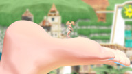giantess nude blushing butt water ocean blue_hair island swimming palm_trees digital_render pyra aqua
