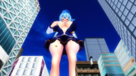 breasts giantess blushing city upskirt blue_hair digital_render aqua boreddude666
