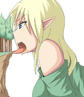 breasts drawing giantess color tongue sword teeth ochiko_terada anime elf forest