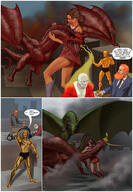 breasts drawing giantess chief wings city mega dragon color robot destruction crossover skirt buildings brunette gloves red_hair boots beast_boy fangs fighting costume doom_patrol dialogue green_skin game_of_thrones dc_comics bare_legs elasti-girl robotman wheelchair negative_man nick-perks house_of_the_dragon caraxe rita_farr