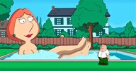breasts drawing giantess nude city mega black_hair color large_breasts toes lois barefoot cleavage buildings brunette red_hair parody pool cartoon family_guy outdoors milf earrings lois_griffin swimming_pool soapy attack_of_the_50_foot_woman looking_at_tiny peter_griffin convenient_censorship bigchipher66