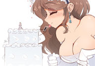 breasts drawing gentle giantess brunette tiny smiling cake kissing wedding_dress cute ear_ring yohomeboyraps raps